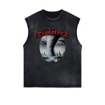 Distressed Sleeveless Holiday Pattern Tee