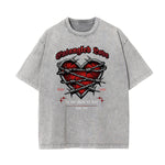 Stone Wash Gothic Pattern T Shirt