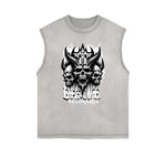 Distressed Sleeveless Gothic Pattern Tee