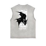 Distressed Sleeveless Gothic Pattern Tee