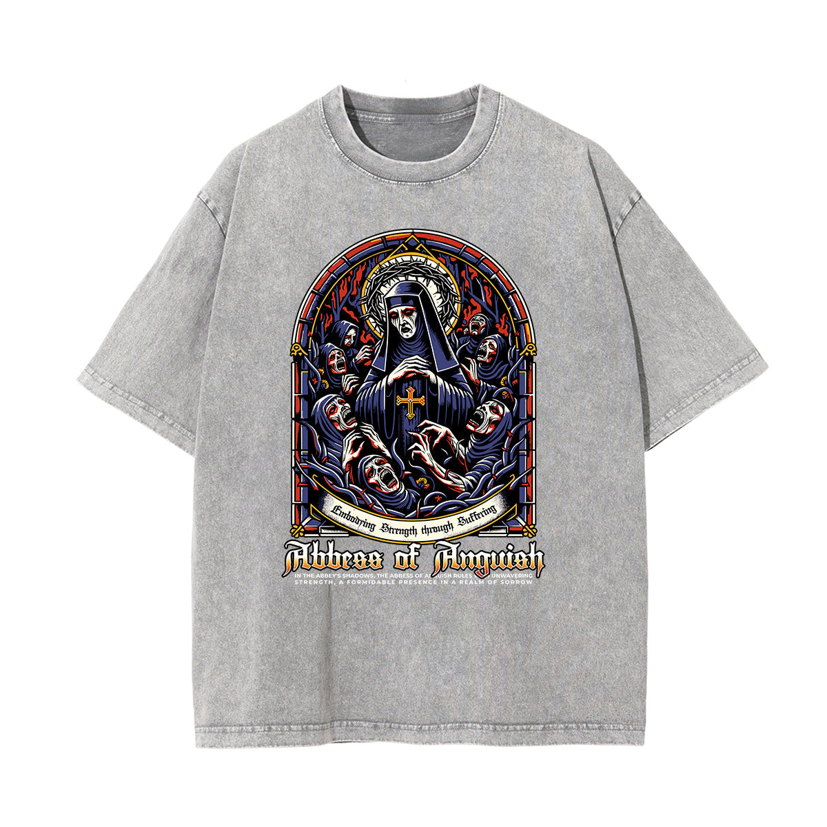Stone Wash Gothic Pattern T Shirt