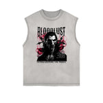 Distressed Sleeveless Gothic Pattern Tee