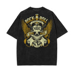 Stone Wash Winged Monster Pattern T Shirt