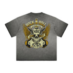 Vintage Frayed Winged Monster Pattern Tee