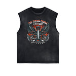 Frayed Edge Winged Monster Graphic Tank Top