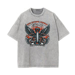 Washed Winged Monster Graphic Cotton Tee