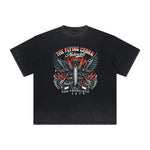 Thick Faded Winged Monster Graphic T Shirt