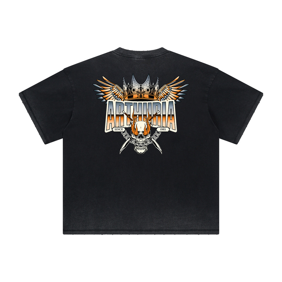 Thick Faded Winged Monster Graphic T Shirt