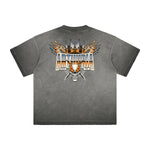 Vintage Frayed Winged Monster Pattern Tee