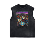 Frayed Edge Winged Monster Graphic Tank Top