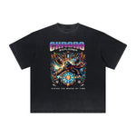 Thick Faded Winged Monster Graphic T Shirt