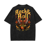 Stone Wash Winged Monster Pattern T Shirt