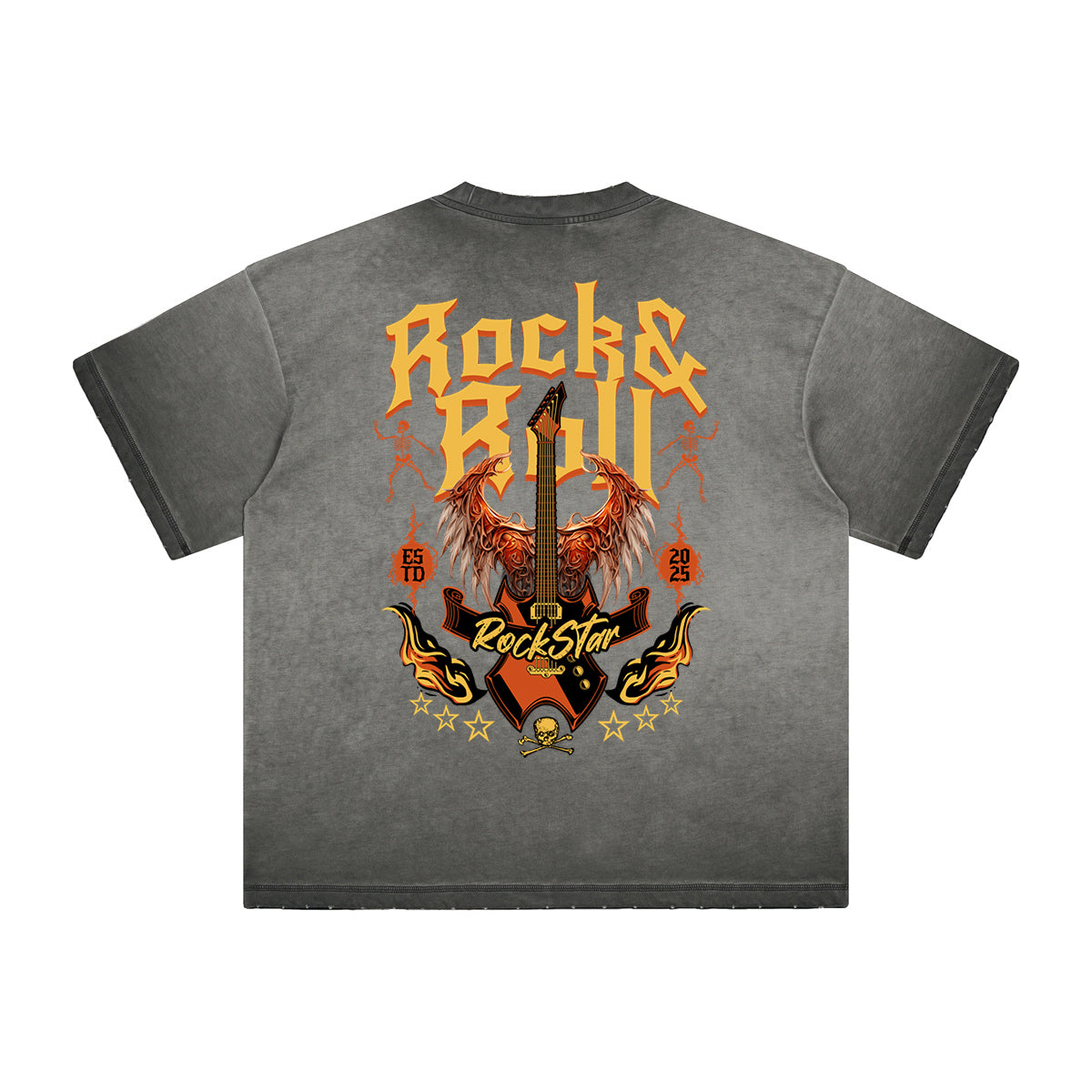 Vintage Frayed Winged Monster Pattern Tee