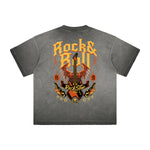 Vintage Frayed Winged Monster Pattern Tee