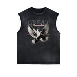 Frayed Edge Winged Monster Graphic Tank Top