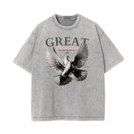 Washed Winged Monster Graphic Cotton Tee