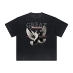 Thick Faded Winged Monster Graphic T Shirt