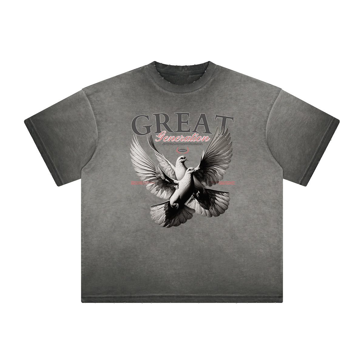 Vintage Frayed Winged Monster Pattern Tee