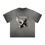 Vintage Frayed Winged Monster Pattern Tee