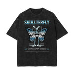 Stone Wash Winged Monster Pattern T Shirt