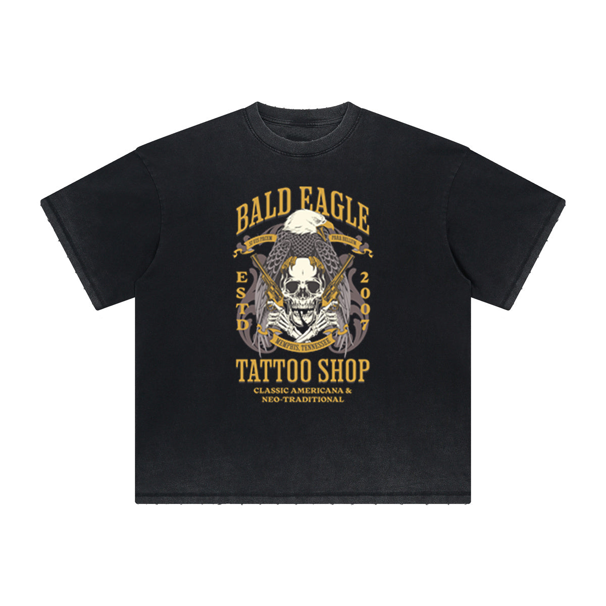 Thick Faded Winged Monster Graphic T Shirt