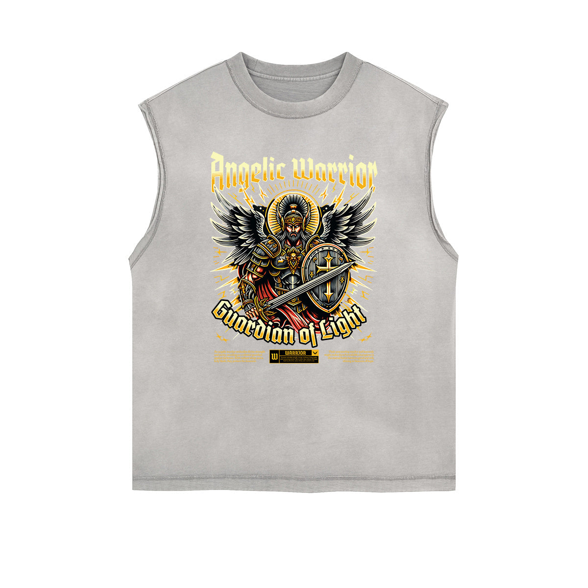 Distressed Sleeveless Winged Monster Pattern Tee