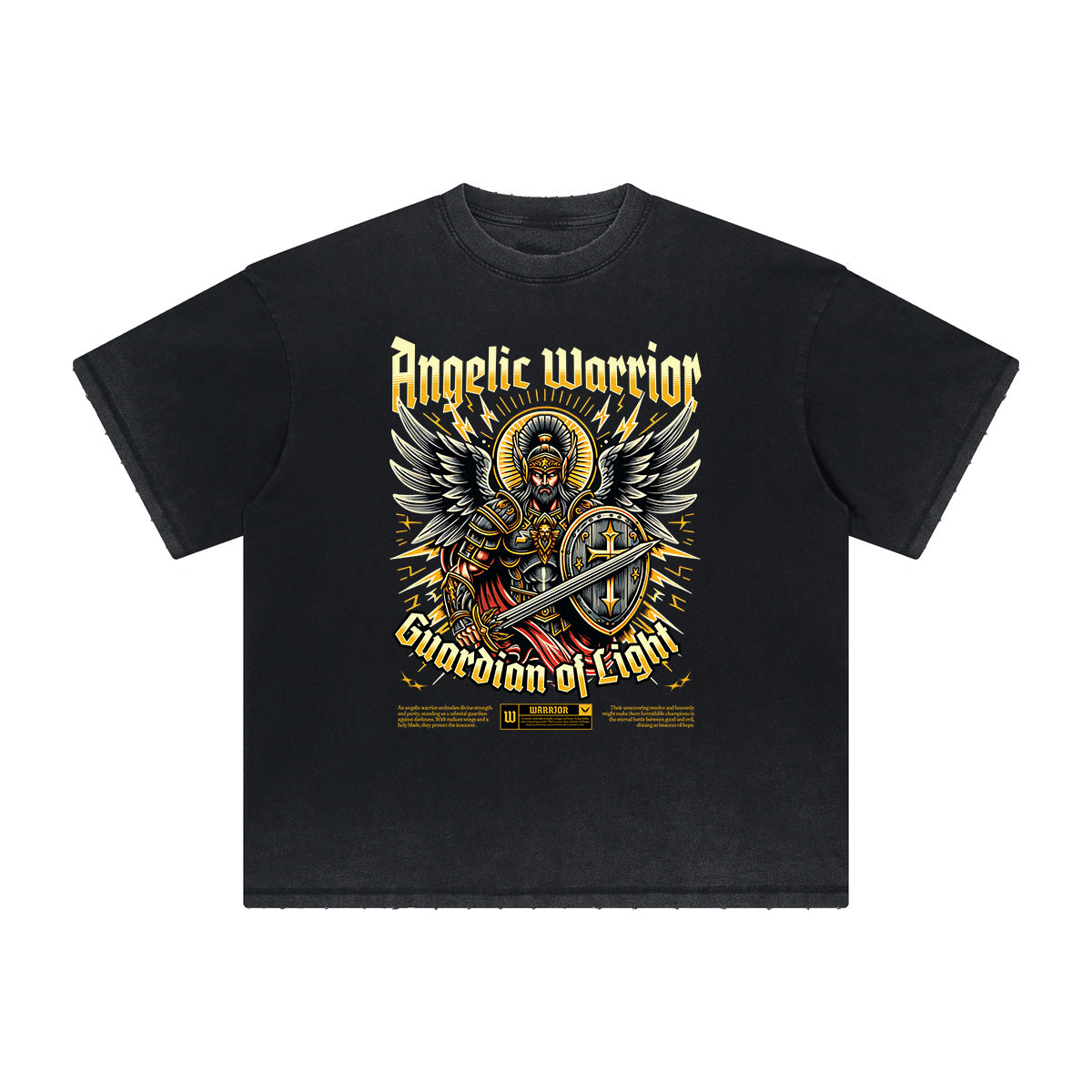 Thick Faded Winged Monster Graphic T Shirt
