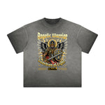 Vintage Frayed Winged Monster Pattern Tee
