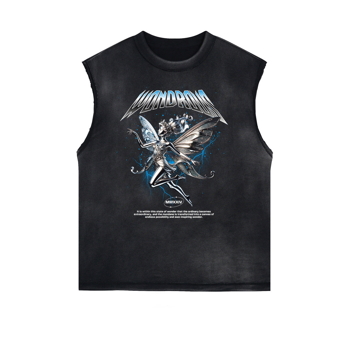 Frayed Edge Winged Monster Graphic Tank Top