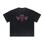 Thick Faded Winged Monster Graphic T Shirt
