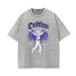 Washed Winged Monster Graphic Cotton Tee