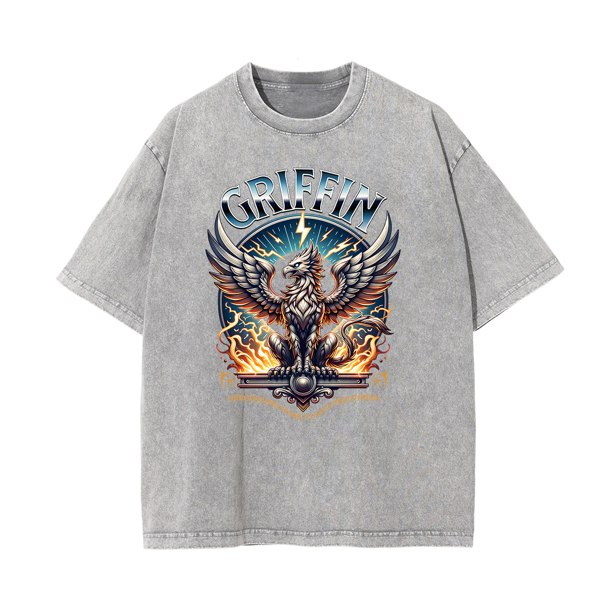 Washed Winged Monster Graphic Cotton Tee