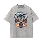Washed Winged Monster Graphic Cotton Tee