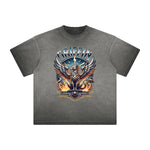 Vintage Frayed Winged Monster Pattern Tee