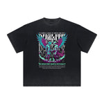 Thick Faded Winged Monster Graphic T Shirt