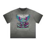 Vintage Frayed Winged Monster Pattern Tee