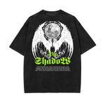 Stone Wash Winged Monster Pattern T Shirt