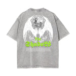 Washed Winged Monster Graphic Cotton Tee