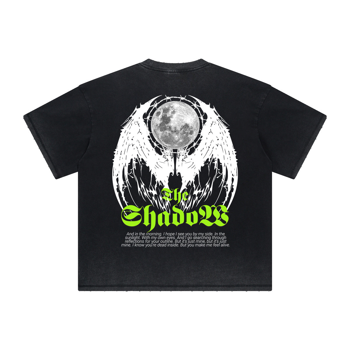 Thick Faded Winged Monster Graphic T Shirt