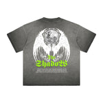 Vintage Frayed Winged Monster Pattern Tee