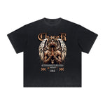 Thick Faded Winged Monster Graphic T Shirt