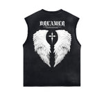Frayed Edge Winged Monster Graphic Tank Top