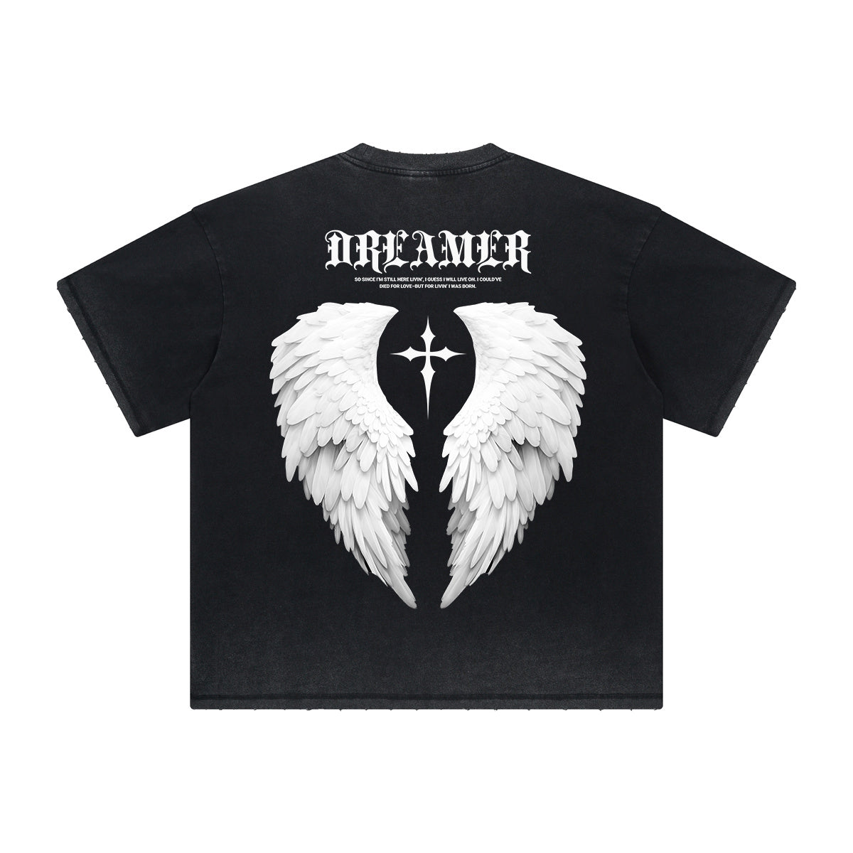 Thick Faded Winged Monster Graphic T Shirt