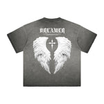 Vintage Frayed Winged Monster Pattern Tee