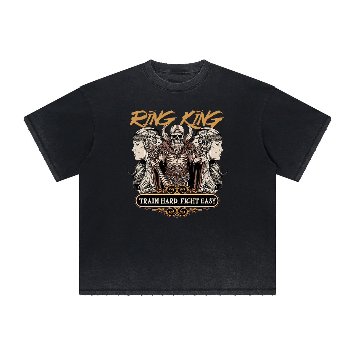 Vintage-Washed Frayed King Graphic Tee