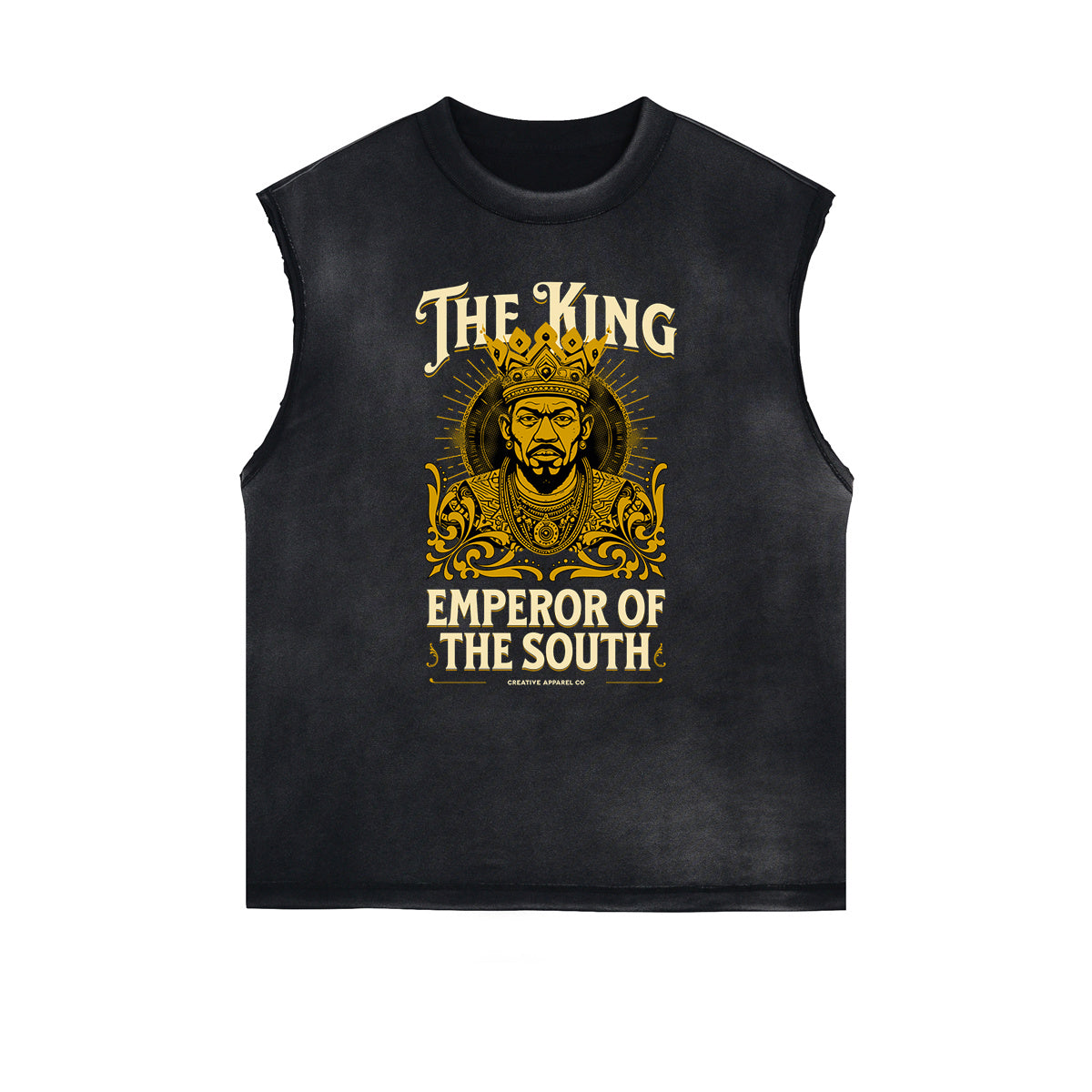 Distressed Sleeveless King Graphic Tee