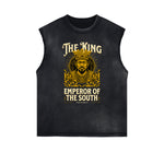Distressed Sleeveless King Graphic Tee