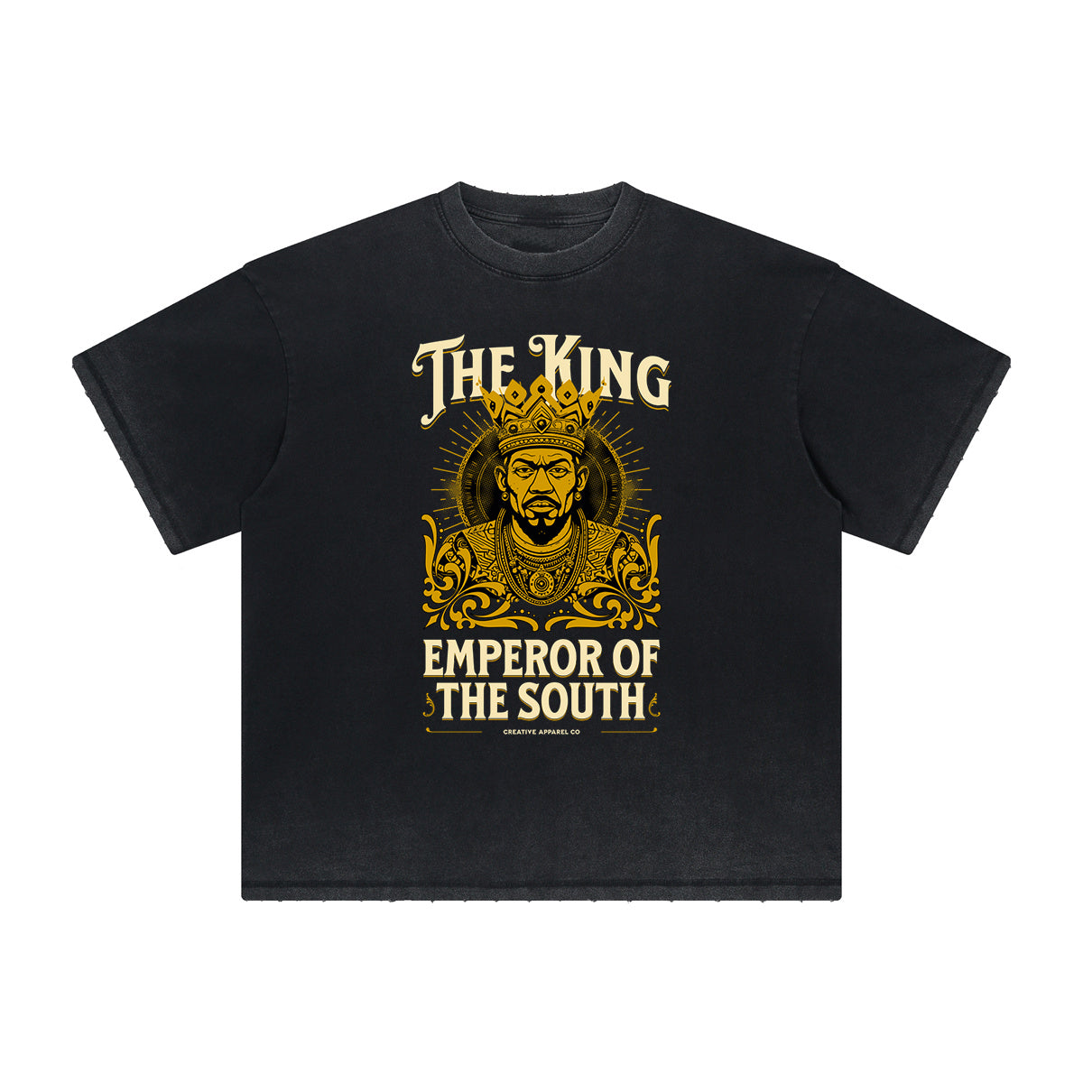 Vintage-Washed Frayed King Graphic Tee