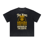 Vintage-Washed Frayed King Graphic Tee
