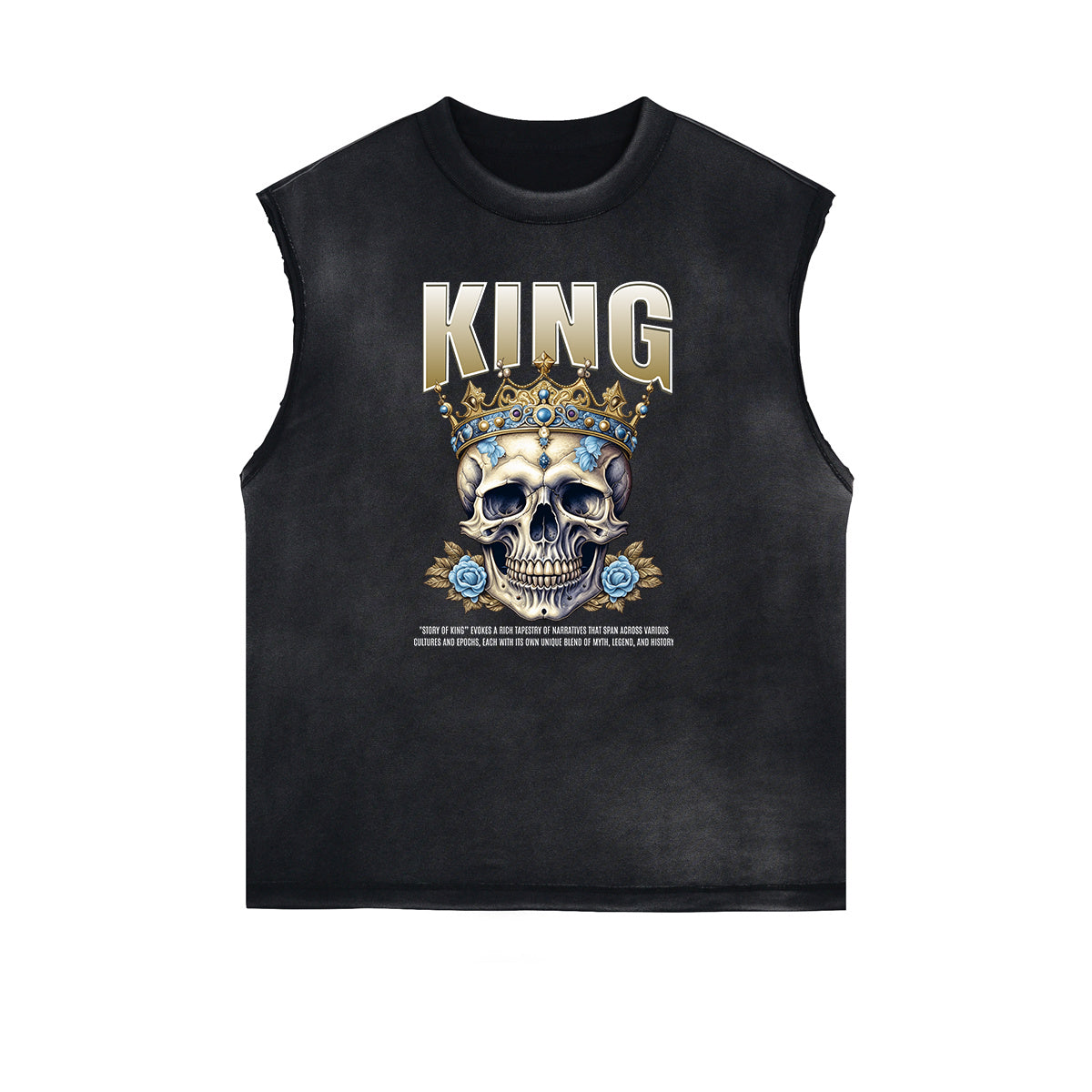 Distressed Sleeveless King Graphic Tee